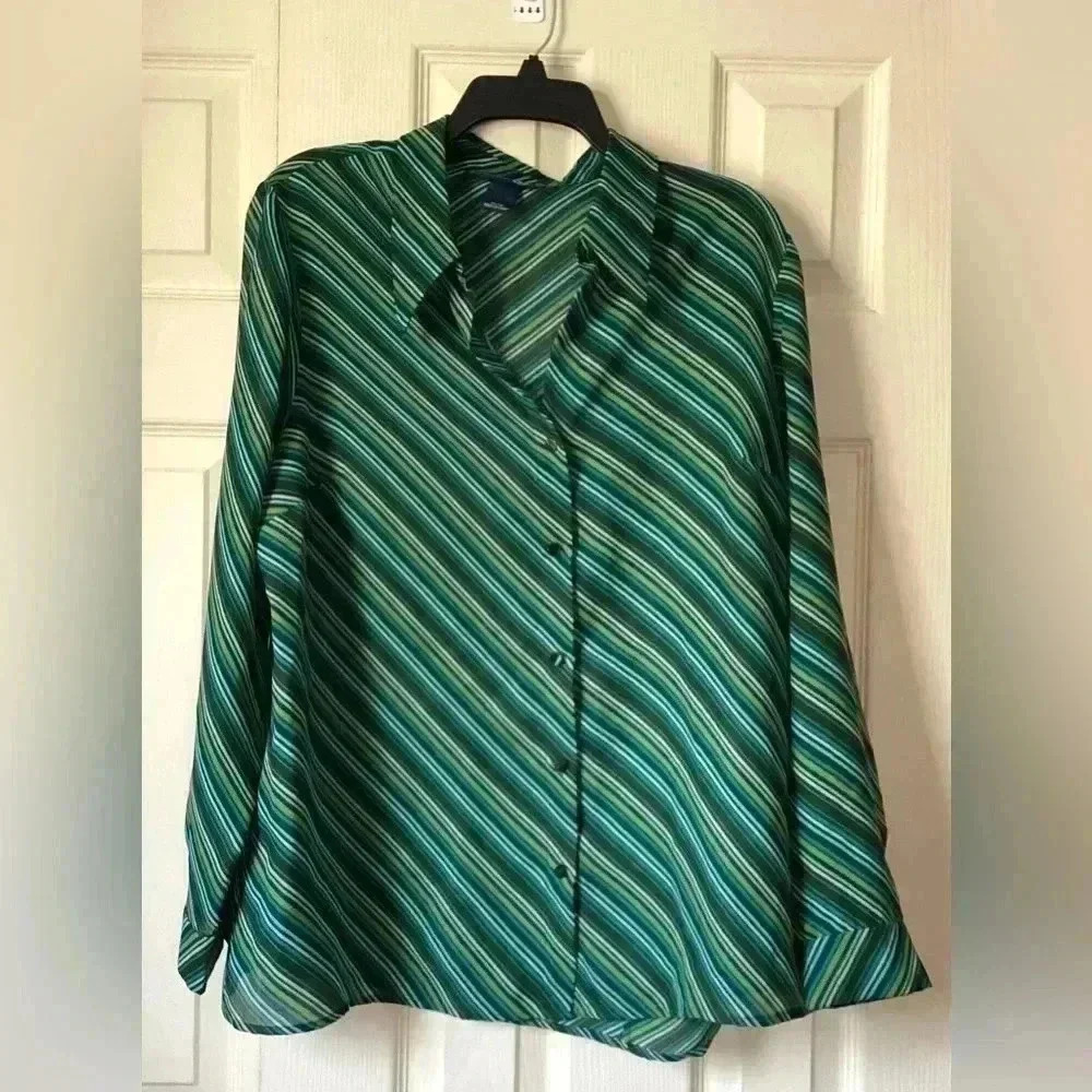 Venezia Jeans Clothing Co Funky Striped Button Up Shirt Size 14/16